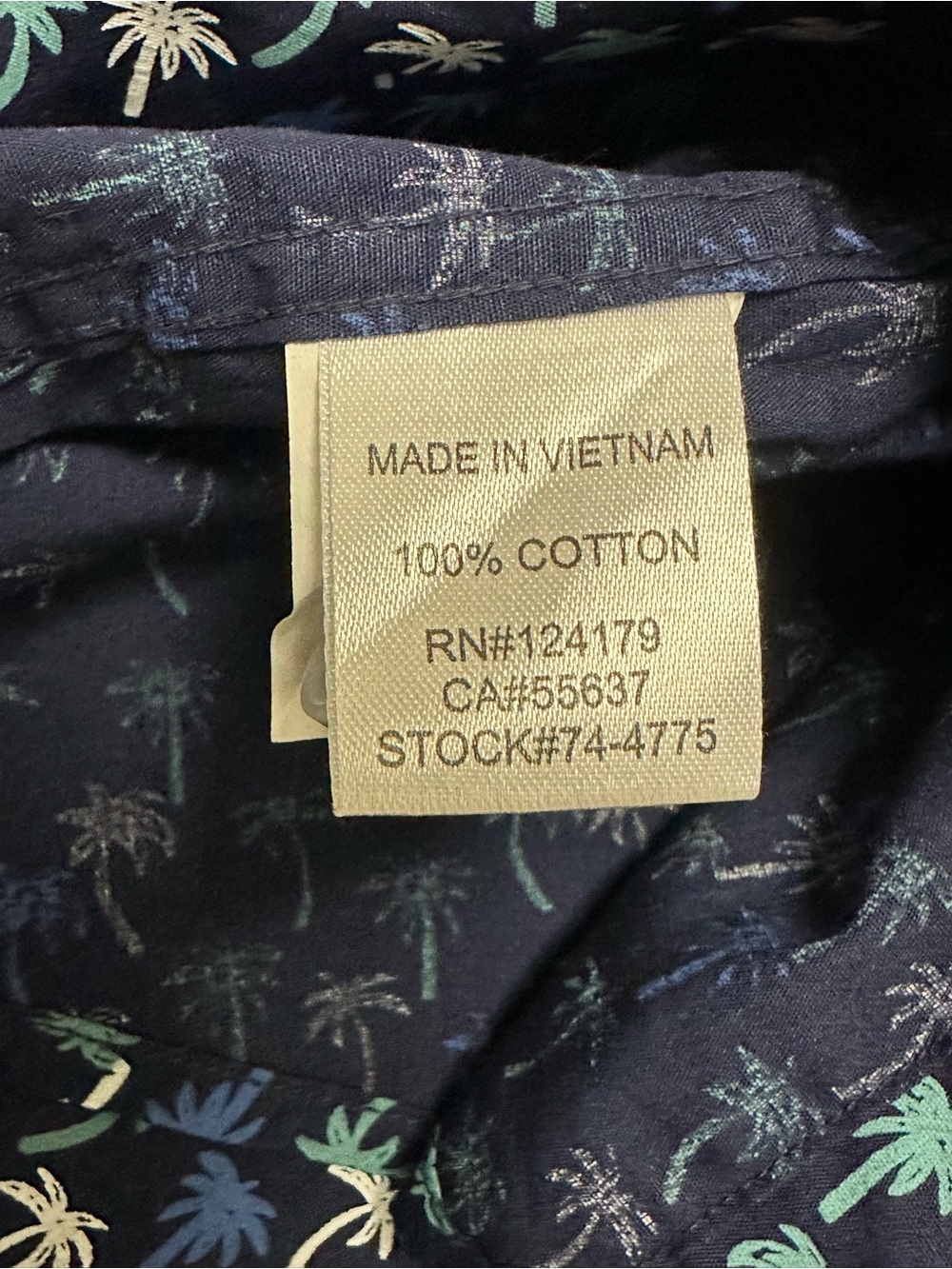Johnston & Murphy Navy Palm-Print Button-Down Shirt - Picture 7 of 8